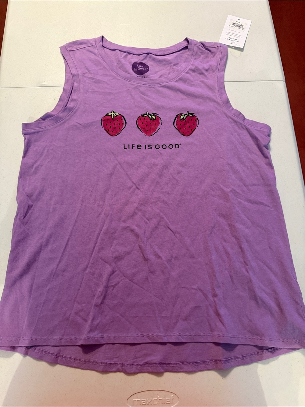 Life Is Good Purple Tank Top with Strawberry Trio